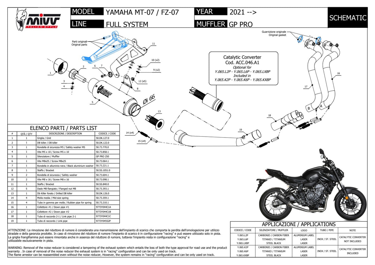MIVV GPpro Auspuff Komplettanlage Schwarz passend für Yamaha MT-07 2021-2024