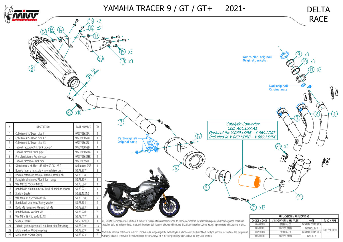MIVV Delta Race Auspuff Komplettanlage passend für YAMAHA Tracer 9 /GT 2021-2024