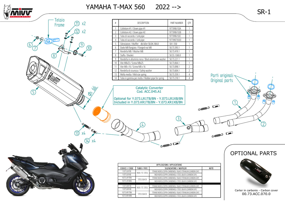 MIVV SR-1 Auspuff Komplettanlage schwarz passend für YAMAHA T-MAX 560 2022-2024