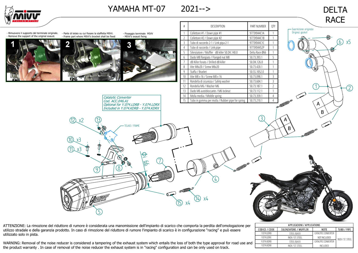 MIVV Delta Race Auspuff Komplettanlage passend für YAMAHA MT-07 2021-2024