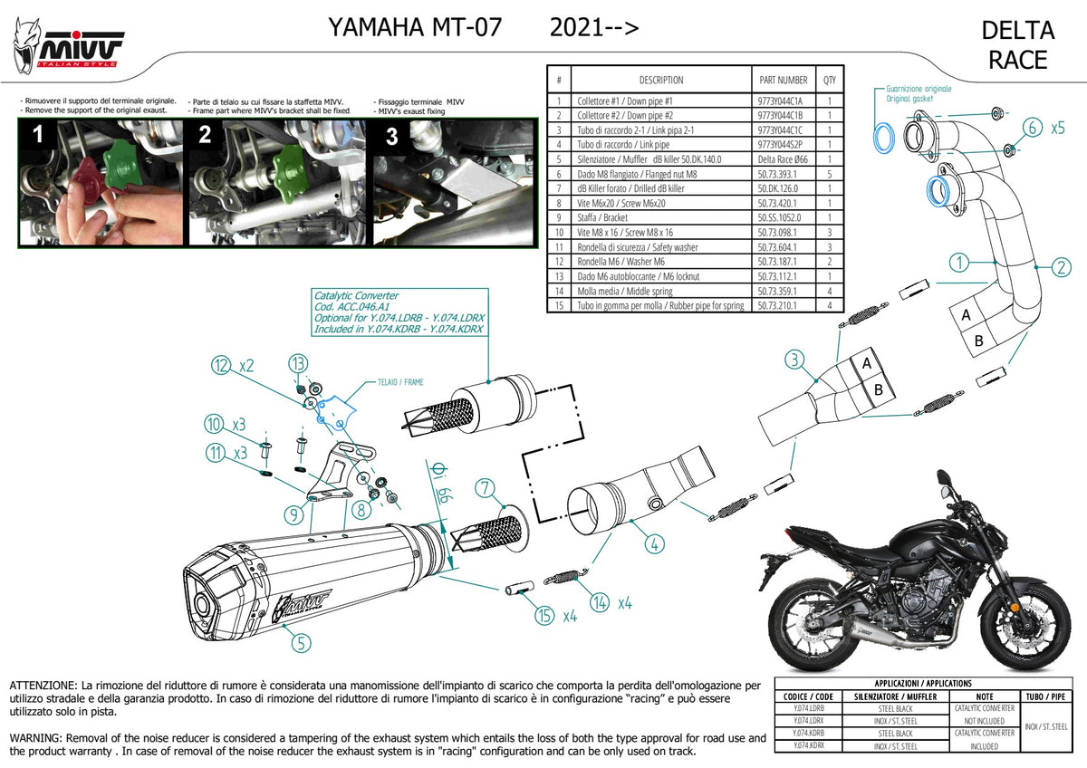 MIVV DELTA RACE Auspuff Komplettanlage passend für YAMAHA MT-07 2021-2024