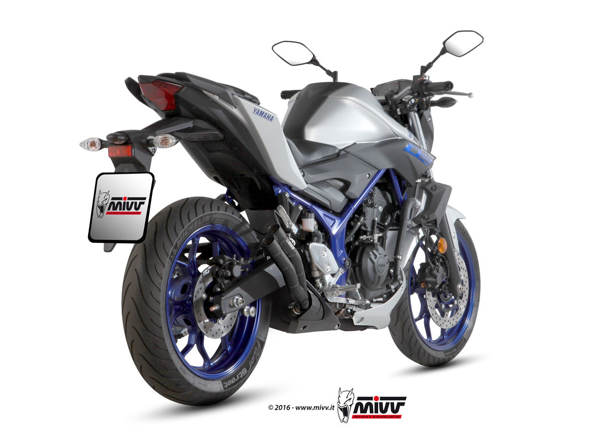 MIVV Double Gun Auspuff schwarz passend für YAMAHA MT-03 2016-2026