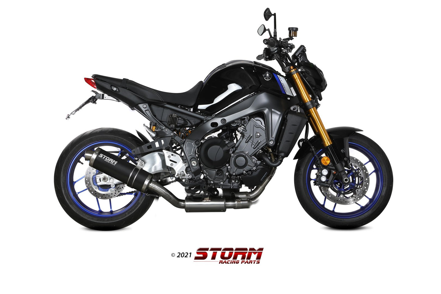 STORM OVAL Auspuff Komplettanlage schwarz passend für Yamaha MT-09 2021-2023