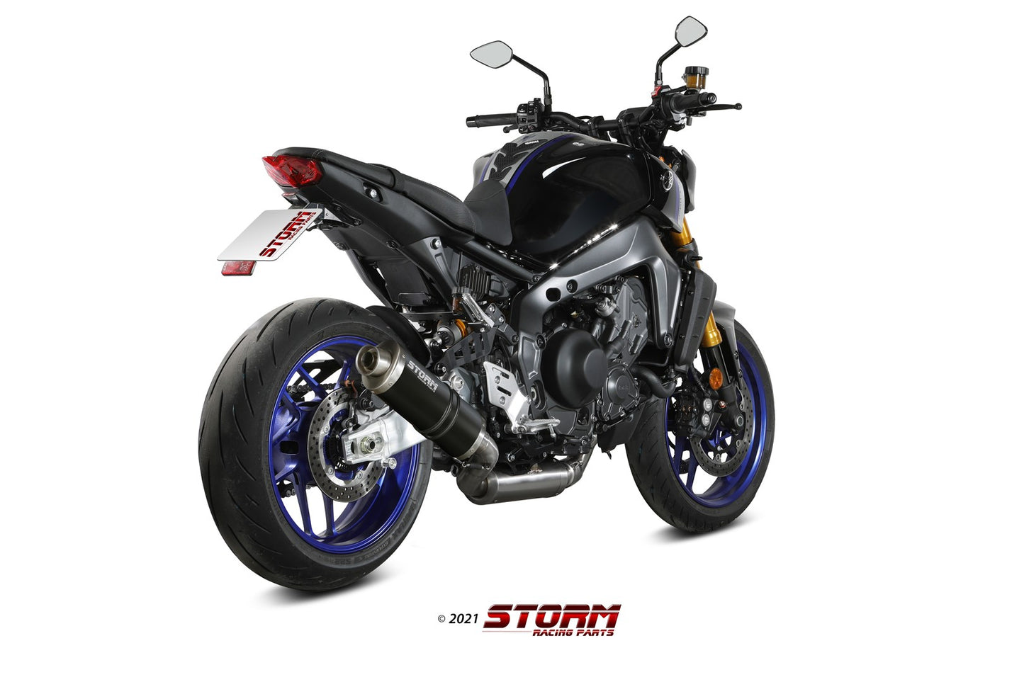 STORM OVAL Auspuff Komplettanlage schwarz passend für Yamaha MT-09 2021-2023