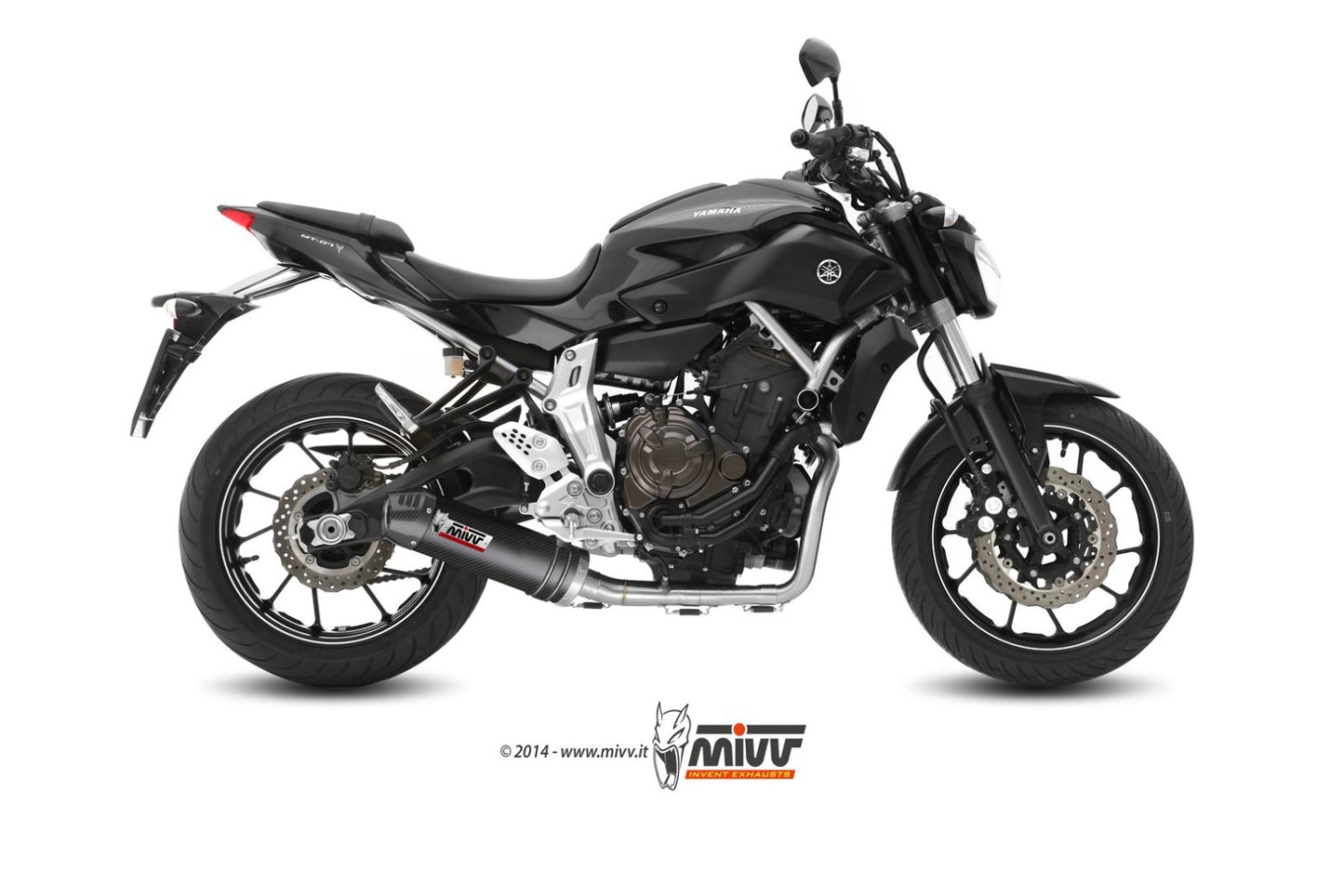 MIVV Oval Auspuff Komplettanlage Carbon passend für YAMAHA MT-07 2014-2024