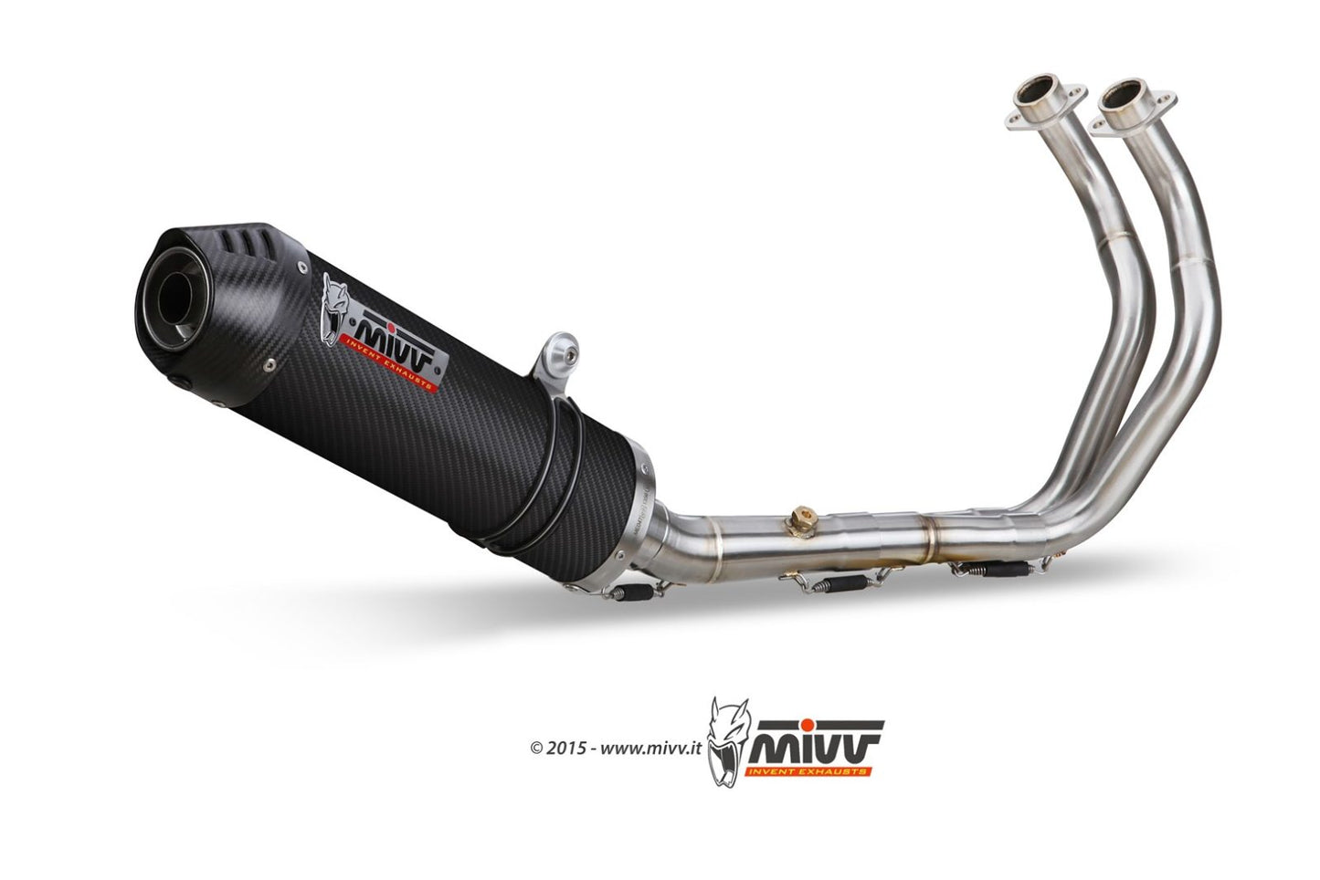 MIVV Oval Auspuff Komplettanlage Carbon passend für YAMAHA MT-07 2014-2024
