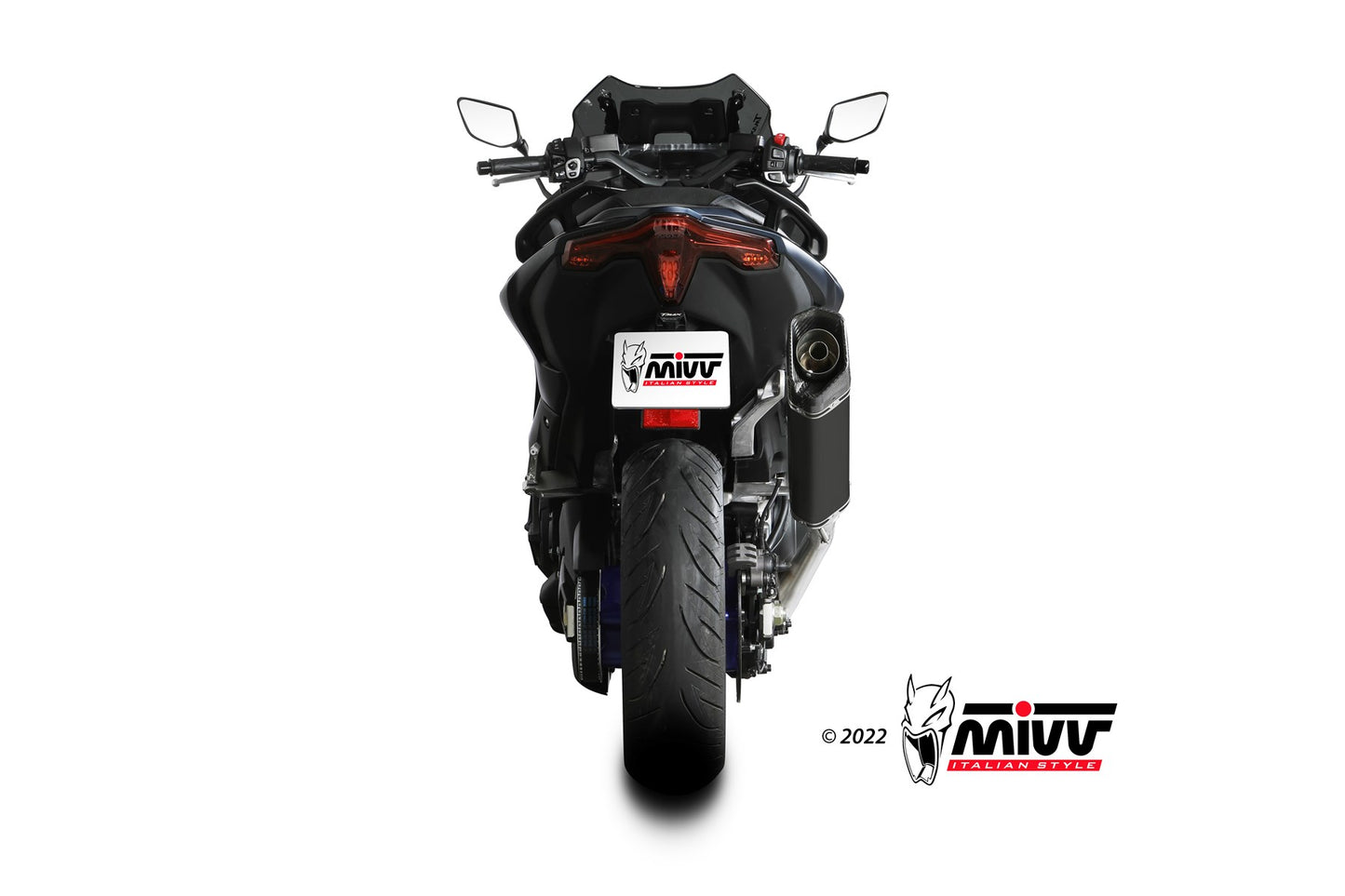 MIVV SR-1 Auspuff Komplettanlage schwarz passend für YAMAHA T-MAX 560 2022-2024