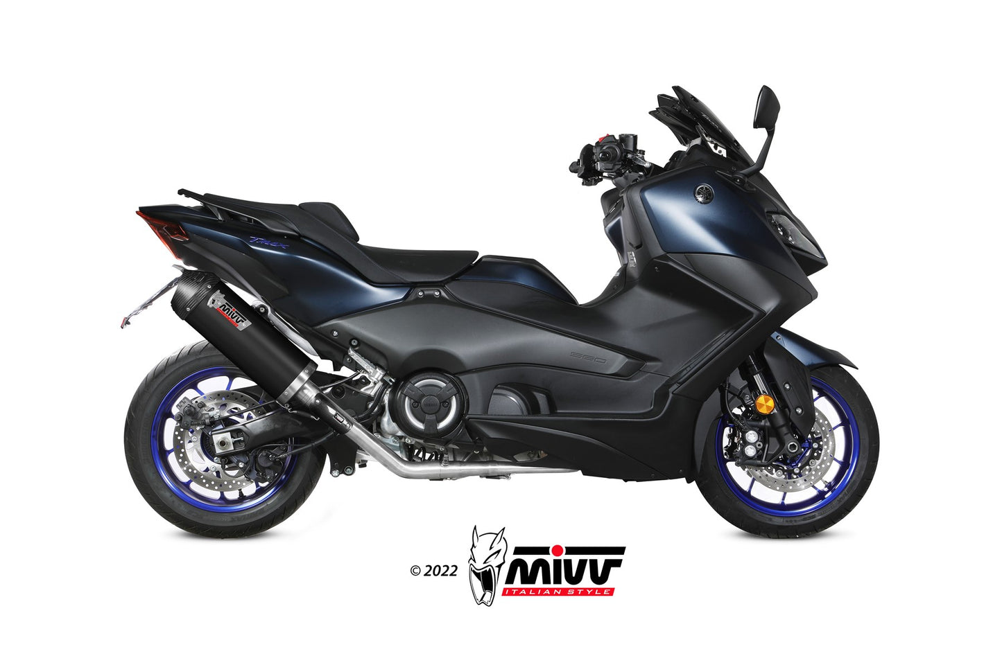 MIVV Oval Auspuff Komplettanlage Schwarz passend für YAMAHA T-MAX 560 2022-2024
