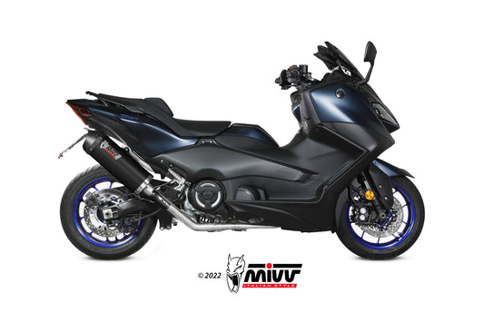 MIVV Oval Auspuff Komplettanlage Schwarz passend für YAMAHA T-MAX 560 2022-2024