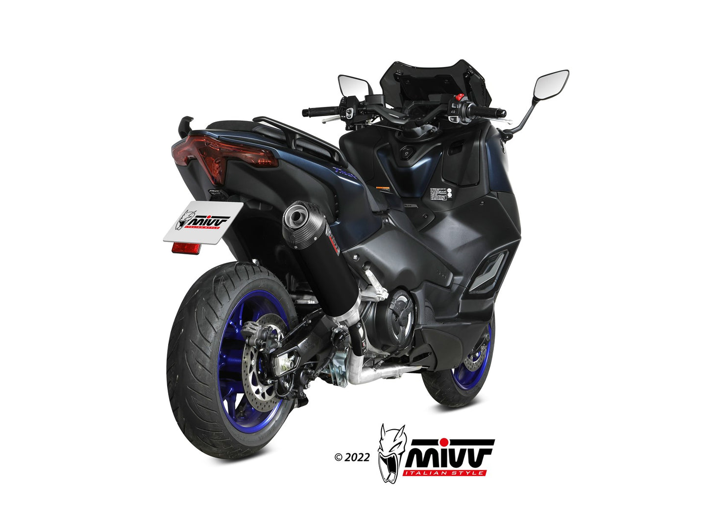 MIVV Oval Auspuff Komplettanlage Schwarz passend für YAMAHA T-MAX 560 2022-2024