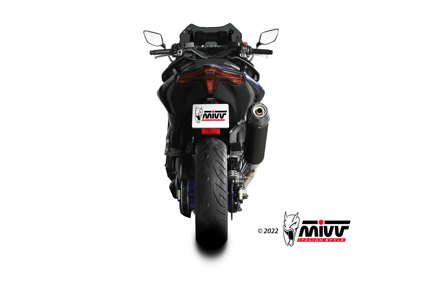 MIVV Oval Auspuff Komplettanlage Schwarz passend für YAMAHA T-MAX 560 2022-2024