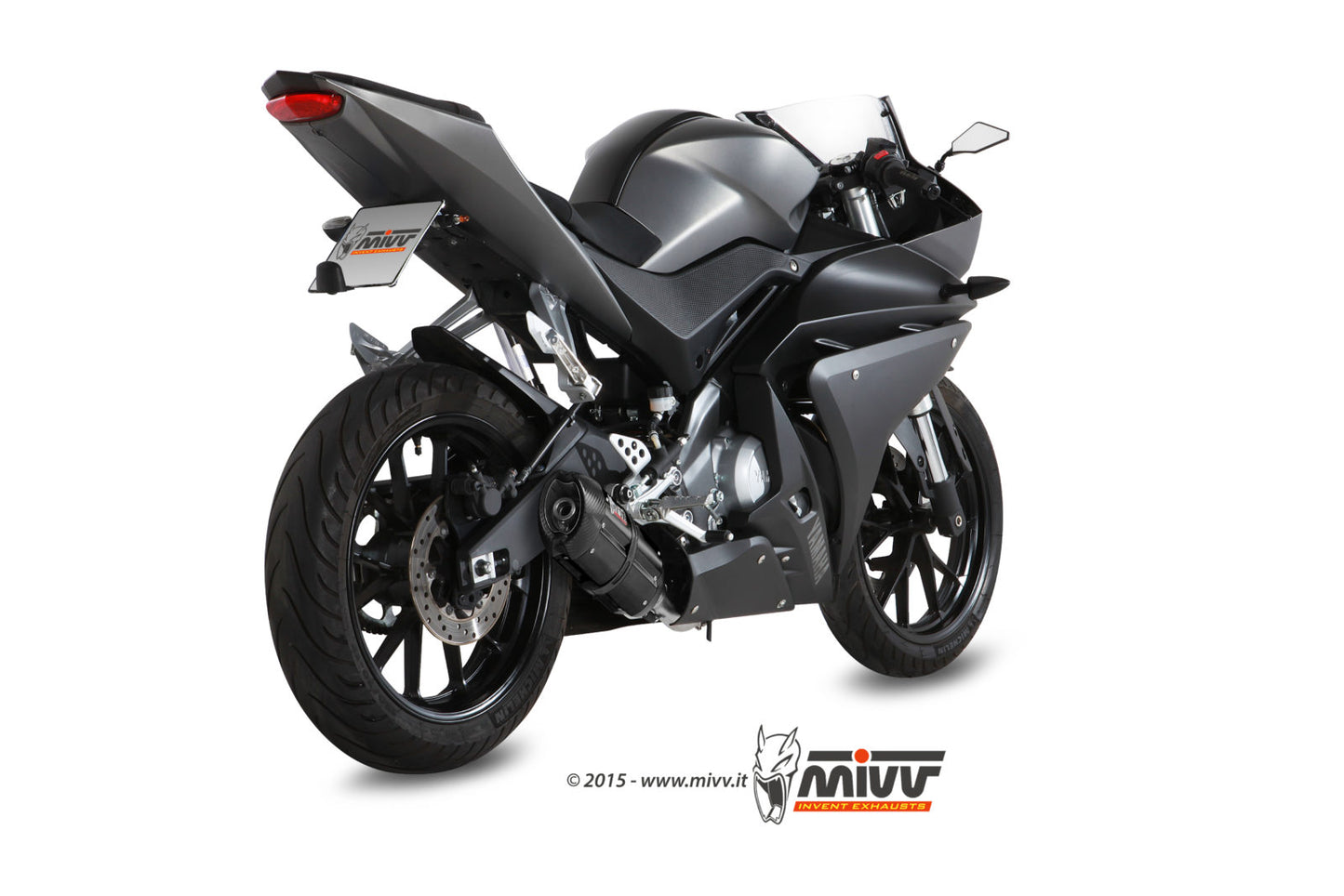 MIVV Suono Auspuff schwarz passend für Yamaha YZF-R125 14-16 MT-125 15-16