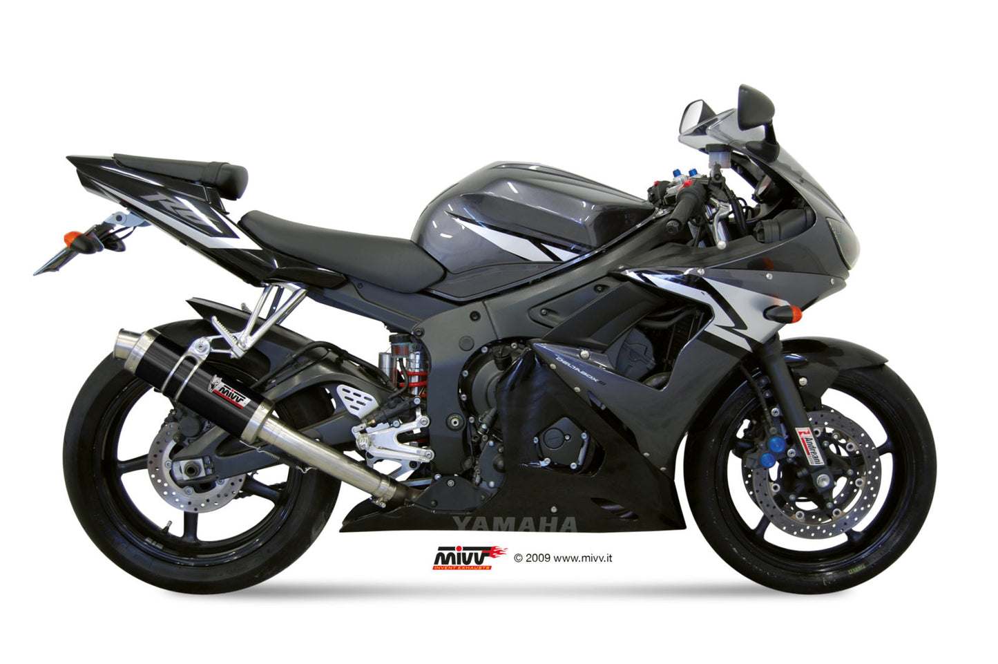 MIVV GP Auspuff schwarz passend für Yamaha YZF-R6 2003-2005