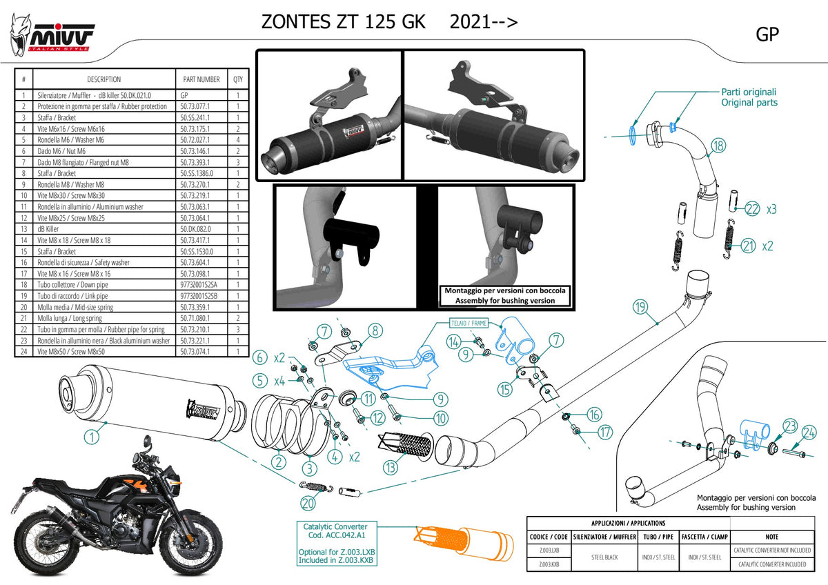 MIVV GP Auspuff Komplettanlage schwarz passend für ZONTES ZT 125 GK 2021-2024