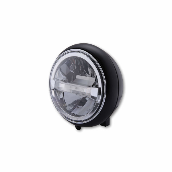 LED-Scheinwerfer 5 3/4 Zoll PECOS TYP 7 mit Standlichtring, schwarz matt